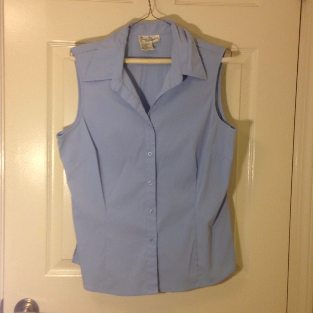 Ladies Blue Button Up